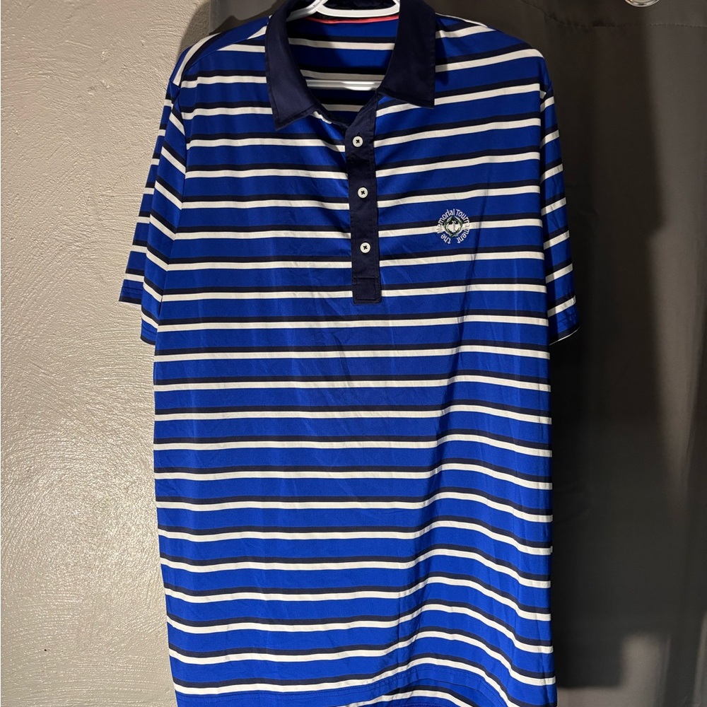 Ralph Lauren Navy and White Striped Polo Shirt